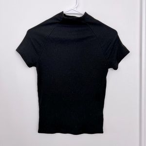 Black short sleeve turtle nexk.